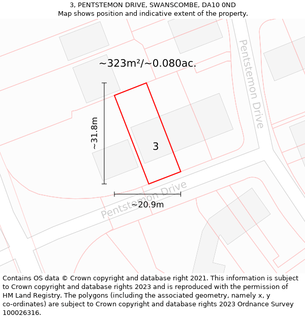3, PENTSTEMON DRIVE, SWANSCOMBE, DA10 0ND: Plot and title map