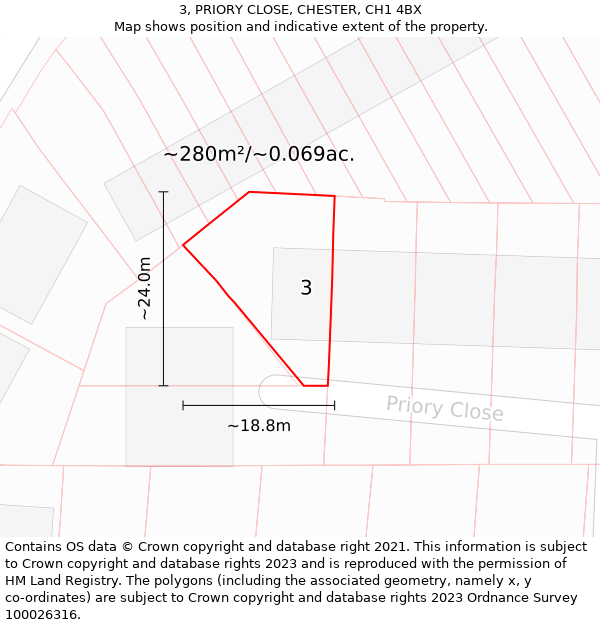3, PRIORY CLOSE, CHESTER, CH1 4BX: Plot and title map