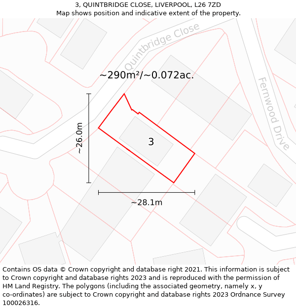 3, QUINTBRIDGE CLOSE, LIVERPOOL, L26 7ZD: Plot and title map