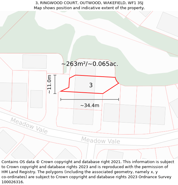 3, RINGWOOD COURT, OUTWOOD, WAKEFIELD, WF1 3SJ: Plot and title map