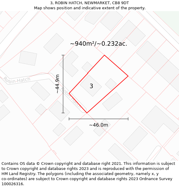 3, ROBIN HATCH, NEWMARKET, CB8 9DT: Plot and title map