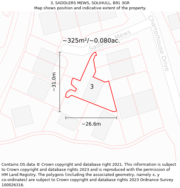 3, SADDLERS MEWS, SOLIHULL, B91 3GR: Plot and title map