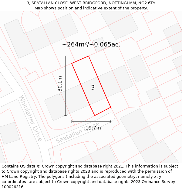 3, SEATALLAN CLOSE, WEST BRIDGFORD, NOTTINGHAM, NG2 6TA: Plot and title map