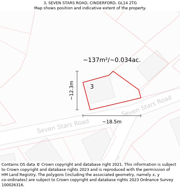 3, SEVEN STARS ROAD, CINDERFORD, GL14 2TG: Plot and title map