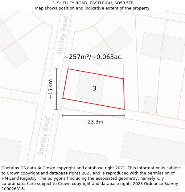 3, SHELLEY ROAD, EASTLEIGH, SO50 5FB: Plot and title map