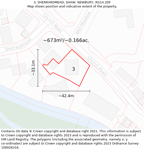 3, SHERRARDMEAD, SHAW, NEWBURY, RG14 2DF: Plot and title map