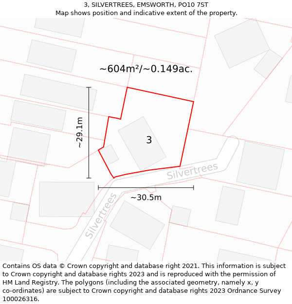 3, SILVERTREES, EMSWORTH, PO10 7ST: Plot and title map