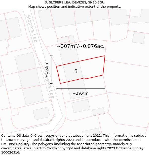 3, SLOPERS LEA, DEVIZES, SN10 2GU: Plot and title map