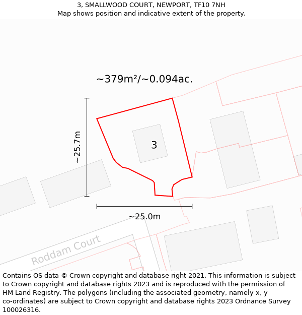 3, SMALLWOOD COURT, NEWPORT, TF10 7NH: Plot and title map