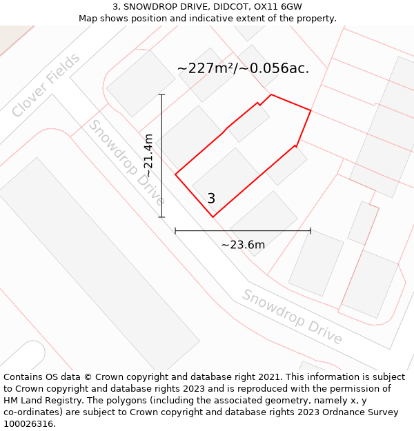 3, SNOWDROP DRIVE, DIDCOT, OX11 6GW: Plot and title map