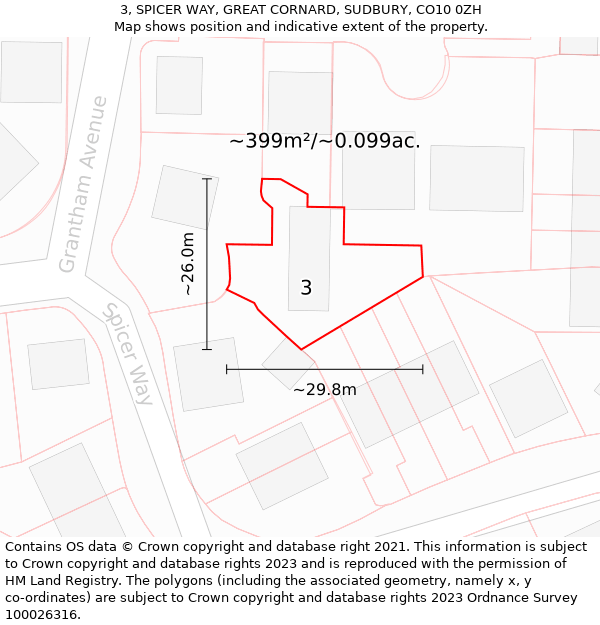 3, SPICER WAY, GREAT CORNARD, SUDBURY, CO10 0ZH: Plot and title map