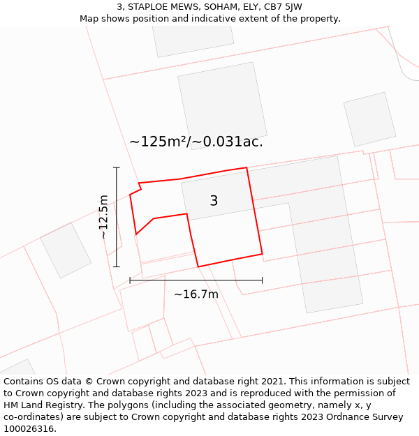 3, STAPLOE MEWS, SOHAM, ELY, CB7 5JW: Plot and title map