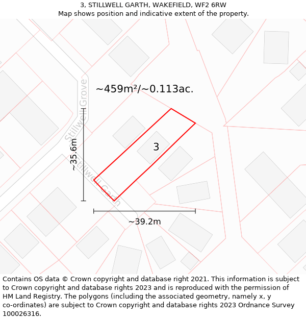 3, STILLWELL GARTH, WAKEFIELD, WF2 6RW: Plot and title map