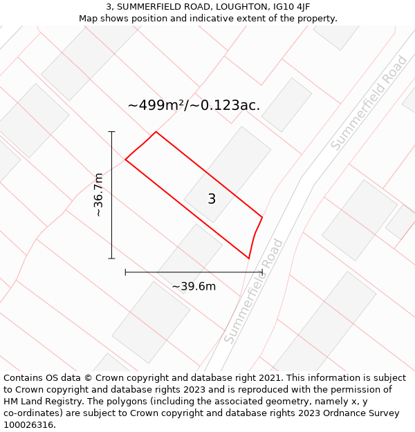 3, SUMMERFIELD ROAD, LOUGHTON, IG10 4JF: Plot and title map