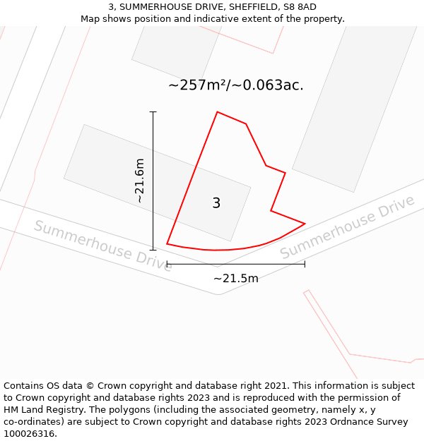 3, SUMMERHOUSE DRIVE, SHEFFIELD, S8 8AD: Plot and title map