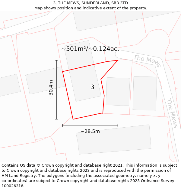 3, THE MEWS, SUNDERLAND, SR3 3TD: Plot and title map