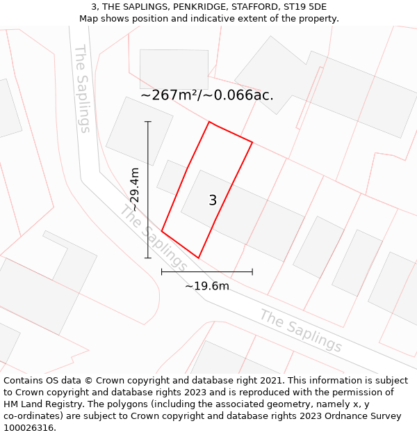 3, THE SAPLINGS, PENKRIDGE, STAFFORD, ST19 5DE: Plot and title map