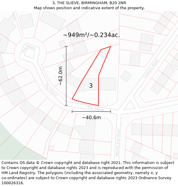 3, THE SLIEVE, BIRMINGHAM, B20 2NR: Plot and title map