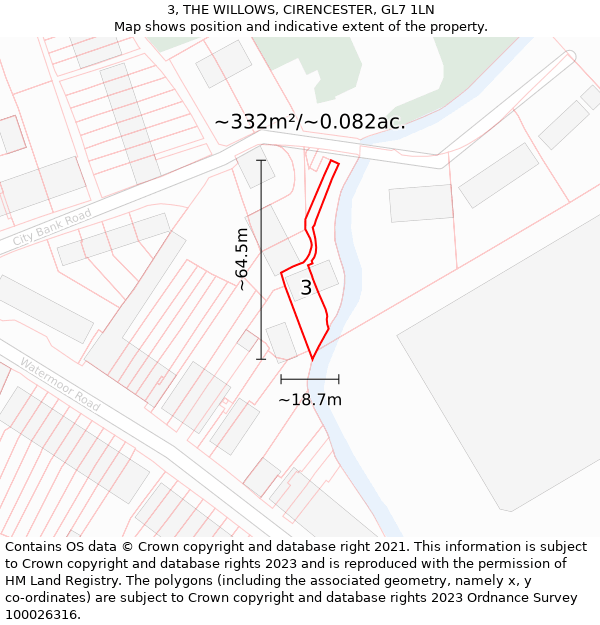 3, THE WILLOWS, CIRENCESTER, GL7 1LN: Plot and title map
