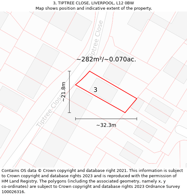 3, TIPTREE CLOSE, LIVERPOOL, L12 0BW: Plot and title map