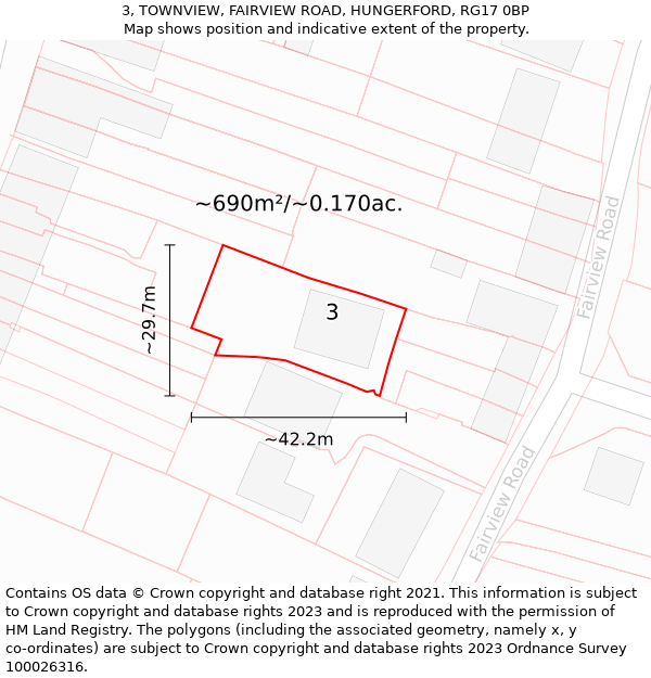 3, TOWNVIEW, FAIRVIEW ROAD, HUNGERFORD, RG17 0BP: Plot and title map