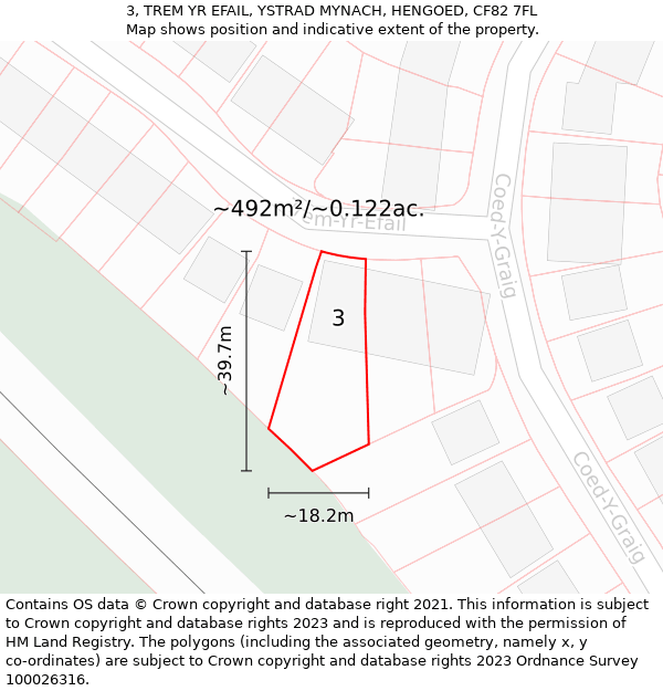 3, TREM YR EFAIL, YSTRAD MYNACH, HENGOED, CF82 7FL: Plot and title map