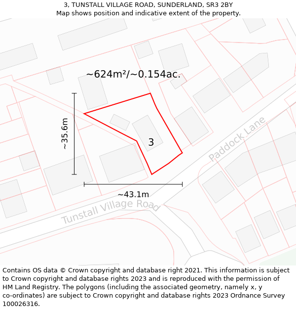 3, TUNSTALL VILLAGE ROAD, SUNDERLAND, SR3 2BY: Plot and title map