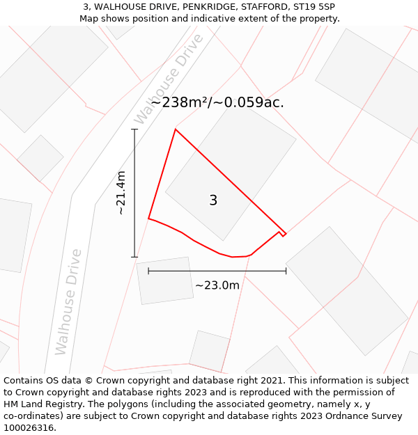 3, WALHOUSE DRIVE, PENKRIDGE, STAFFORD, ST19 5SP: Plot and title map