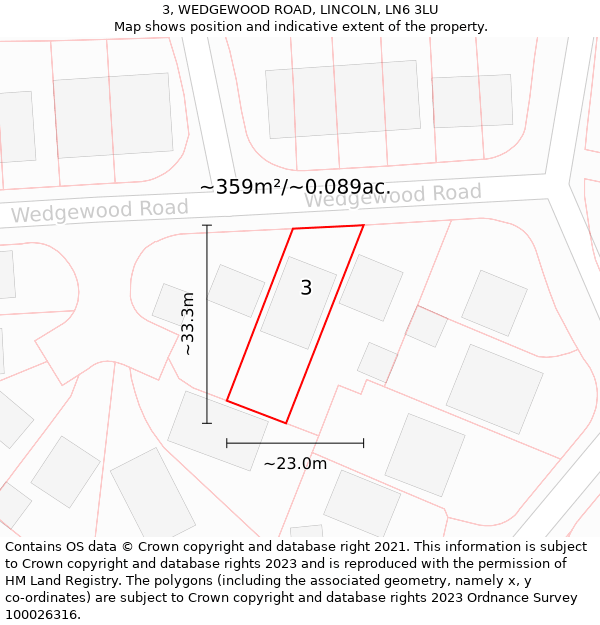 3, WEDGEWOOD ROAD, LINCOLN, LN6 3LU: Plot and title map