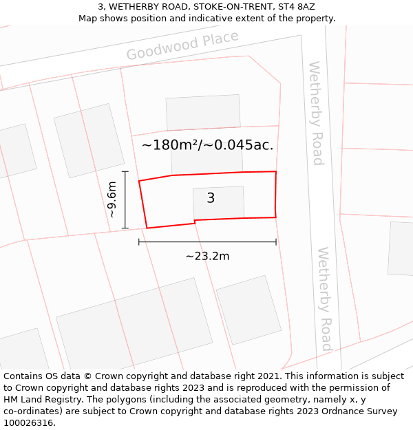 3, WETHERBY ROAD, STOKE-ON-TRENT, ST4 8AZ: Plot and title map