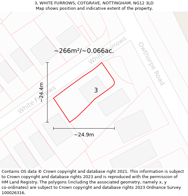 3, WHITE FURROWS, COTGRAVE, NOTTINGHAM, NG12 3LD: Plot and title map