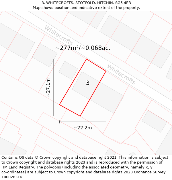 3, WHITECROFTS, STOTFOLD, HITCHIN, SG5 4EB: Plot and title map