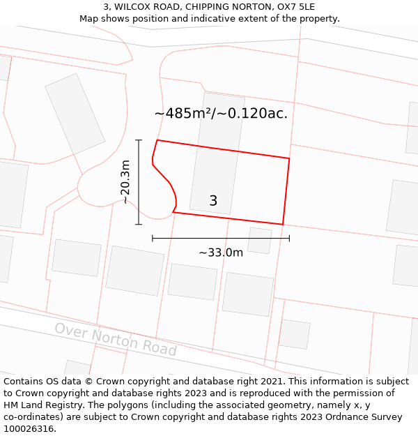 3, WILCOX ROAD, CHIPPING NORTON, OX7 5LE: Plot and title map