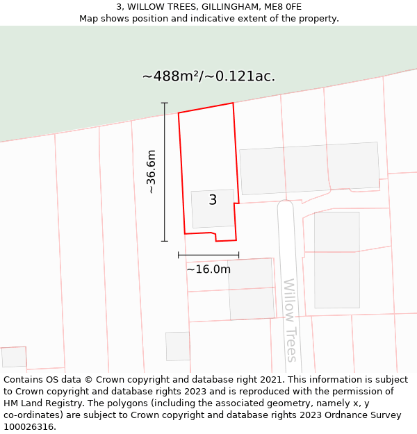 3, WILLOW TREES, GILLINGHAM, ME8 0FE: Plot and title map