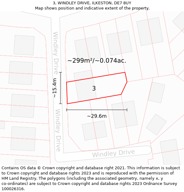 3, WINDLEY DRIVE, ILKESTON, DE7 8UY: Plot and title map