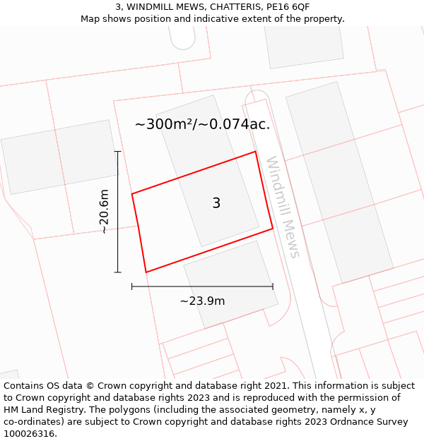 3, WINDMILL MEWS, CHATTERIS, PE16 6QF: Plot and title map