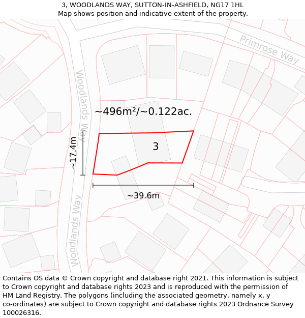 3, WOODLANDS WAY, SUTTON-IN-ASHFIELD, NG17 1HL: Plot and title map