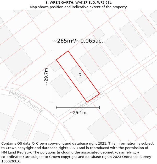 3, WREN GARTH, WAKEFIELD, WF2 6SL: Plot and title map