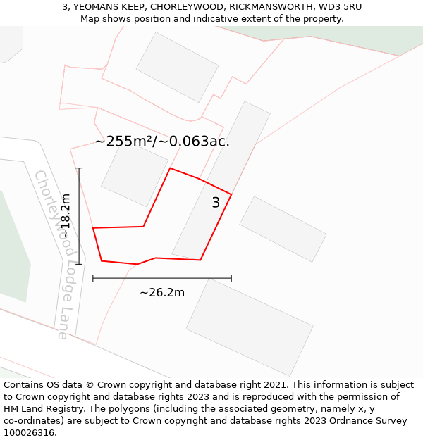 3, YEOMANS KEEP, CHORLEYWOOD, RICKMANSWORTH, WD3 5RU: Plot and title map