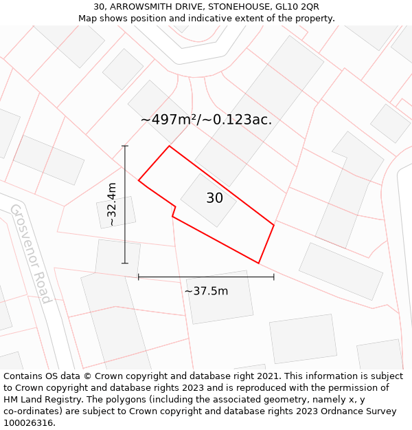 30, ARROWSMITH DRIVE, STONEHOUSE, GL10 2QR: Plot and title map