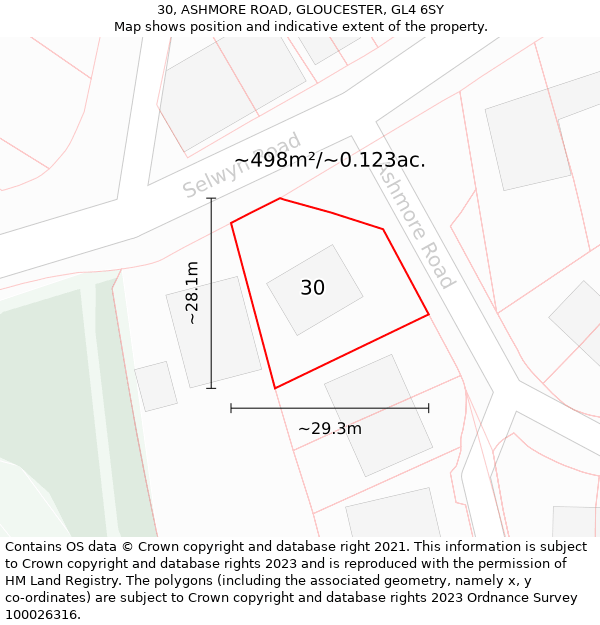 30, ASHMORE ROAD, GLOUCESTER, GL4 6SY: Plot and title map