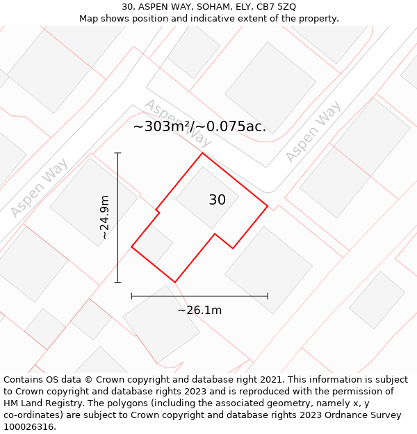 30, ASPEN WAY, SOHAM, ELY, CB7 5ZQ: Plot and title map