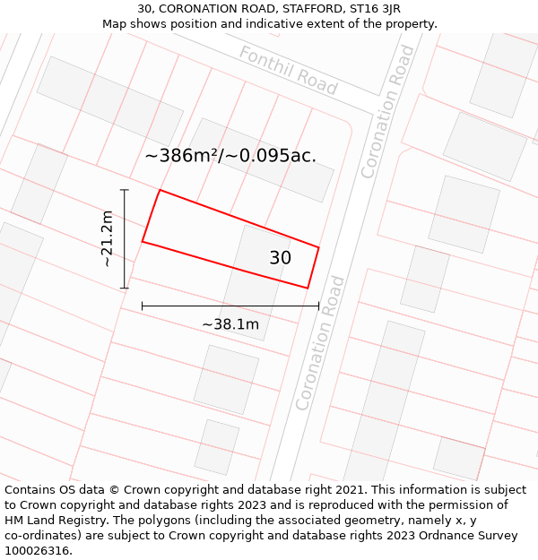 30, CORONATION ROAD, STAFFORD, ST16 3JR: Plot and title map