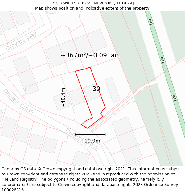 30, DANIELS CROSS, NEWPORT, TF10 7XJ: Plot and title map