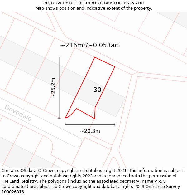 30, DOVEDALE, THORNBURY, BRISTOL, BS35 2DU: Plot and title map