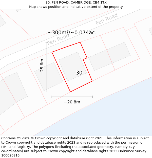 30, FEN ROAD, CAMBRIDGE, CB4 1TX: Plot and title map