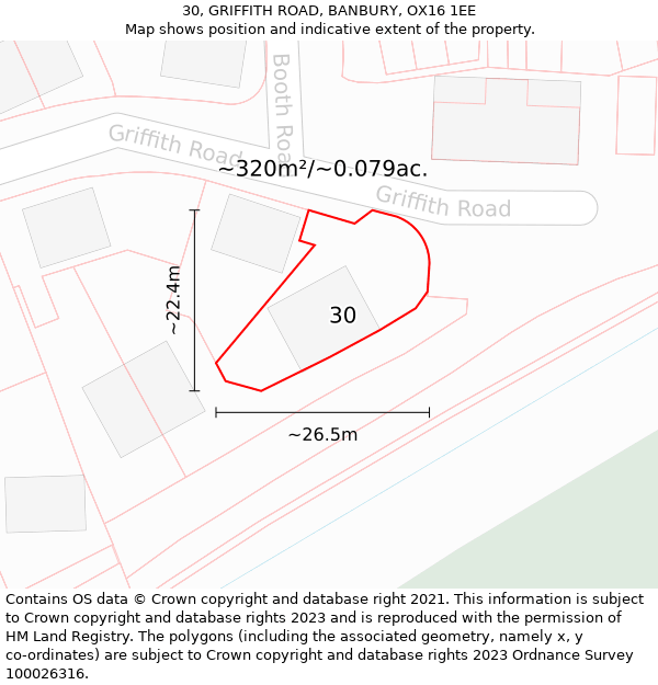 30, GRIFFITH ROAD, BANBURY, OX16 1EE: Plot and title map