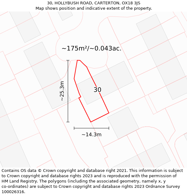 30, HOLLYBUSH ROAD, CARTERTON, OX18 3JS: Plot and title map