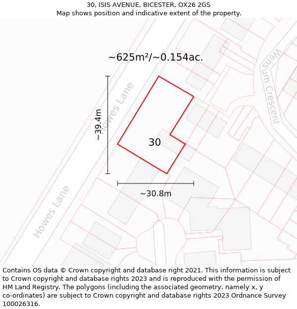 30, ISIS AVENUE, BICESTER, OX26 2GS: Plot and title map