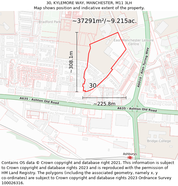 30, KYLEMORE WAY, MANCHESTER, M11 3LH: Plot and title map